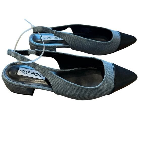 Revolve Steve Madden Coralyn Denim Jean Slingback Pointed Toe Flat NWOT - Picture 4 of 10